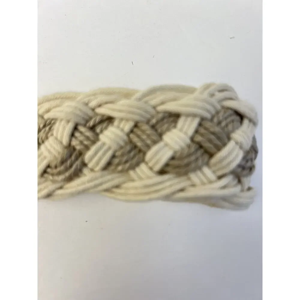 Braided Belt Gold Metal Buckle Size 12 40 Length Adjustable Cream Casual Cotton
